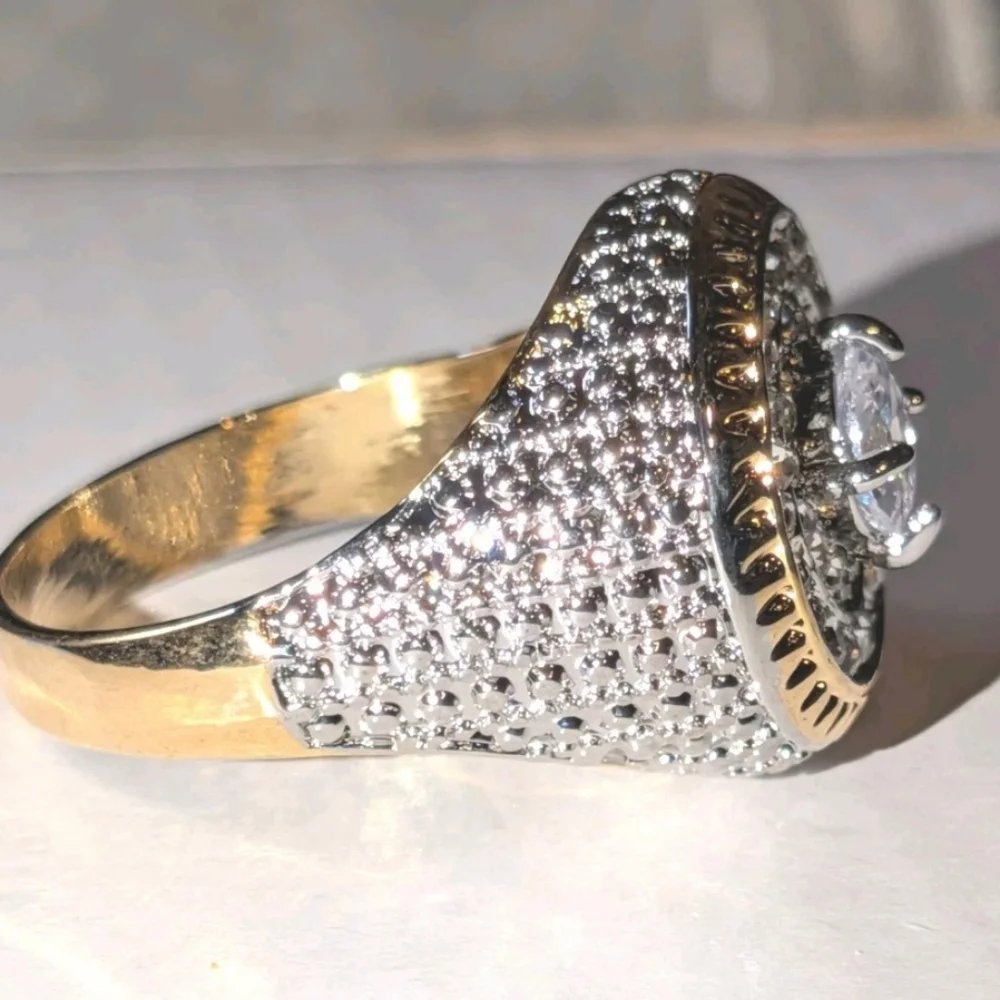Men's 4CT Oval Cut Moissanaite Engagement BAND Dome Ring 14K Yellow Gold Plated